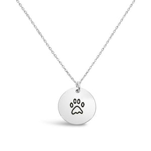 Sterling Silver Paw Disc Necklace