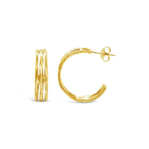 Sterling Silver Gold Plated Stud Hoops