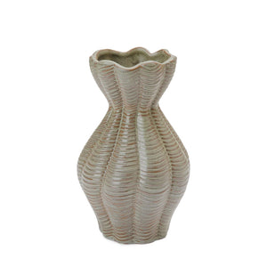Lucy Green Ribbed Vase Short