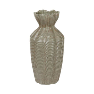 Lucy Green Ribbed Vase Tall