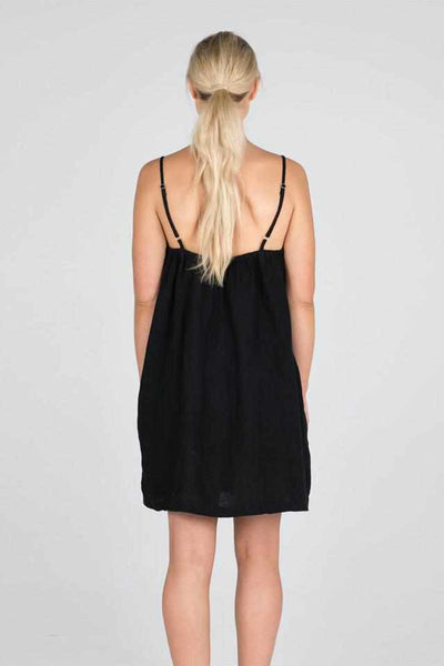 Linen Slip Dress Black
