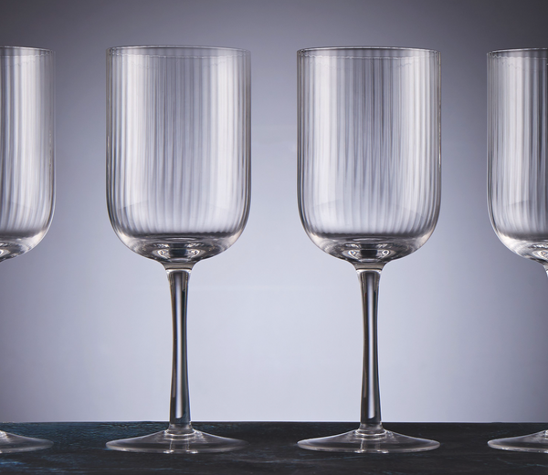 Ribbed Wine Glasses Set of 4