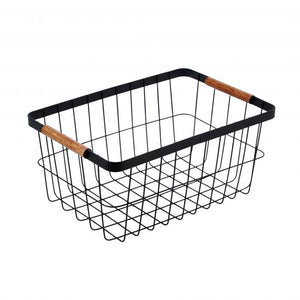 Metal Storage Basket With Timber Handles