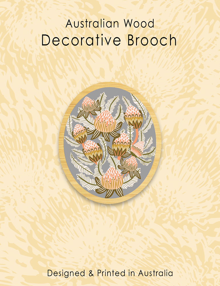 Bush Banksias Wooden Brooch