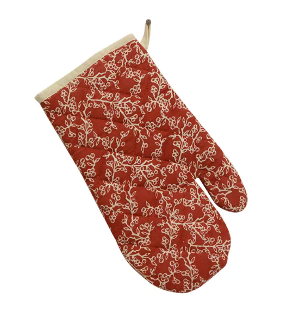 Christmas Cherry Quilted Oven Mitt