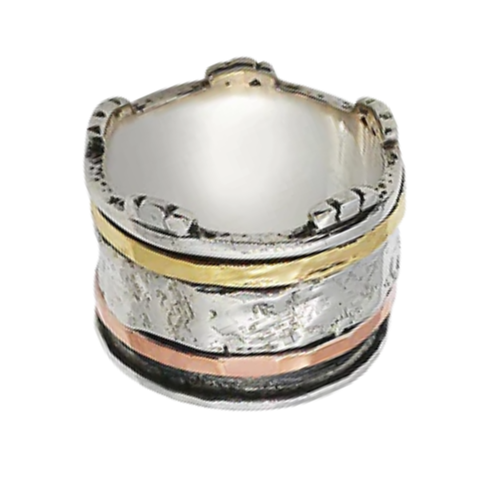 Sterling Silver 9K Gold Spinner Ring