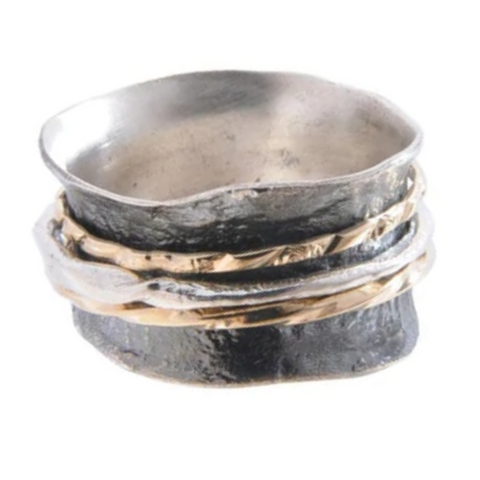 Oxidised 9K Gold Spinner Ring